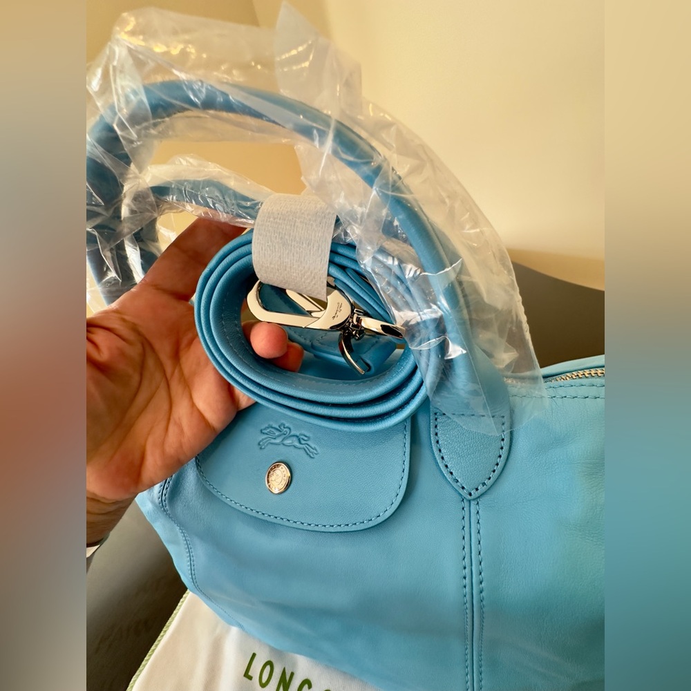 NWOT Luxury Preppy Travel RARE LONGCHAMP Le Pliage Leather Medium Tote/Crossbody - Picture 11 of 16